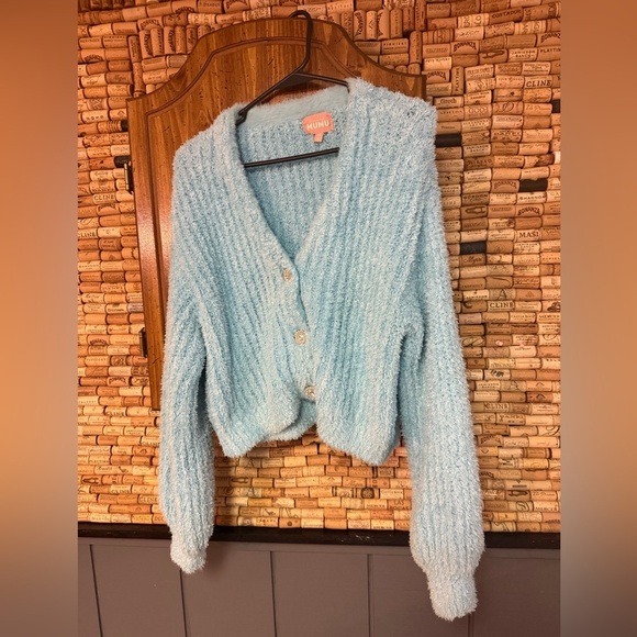 Show Me Your Mumu Women's Clemmie Cardi in Highlighter blue size XS - Picture 4 of 10